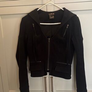 LaRok Black Bomber Jacket with Zipper Details